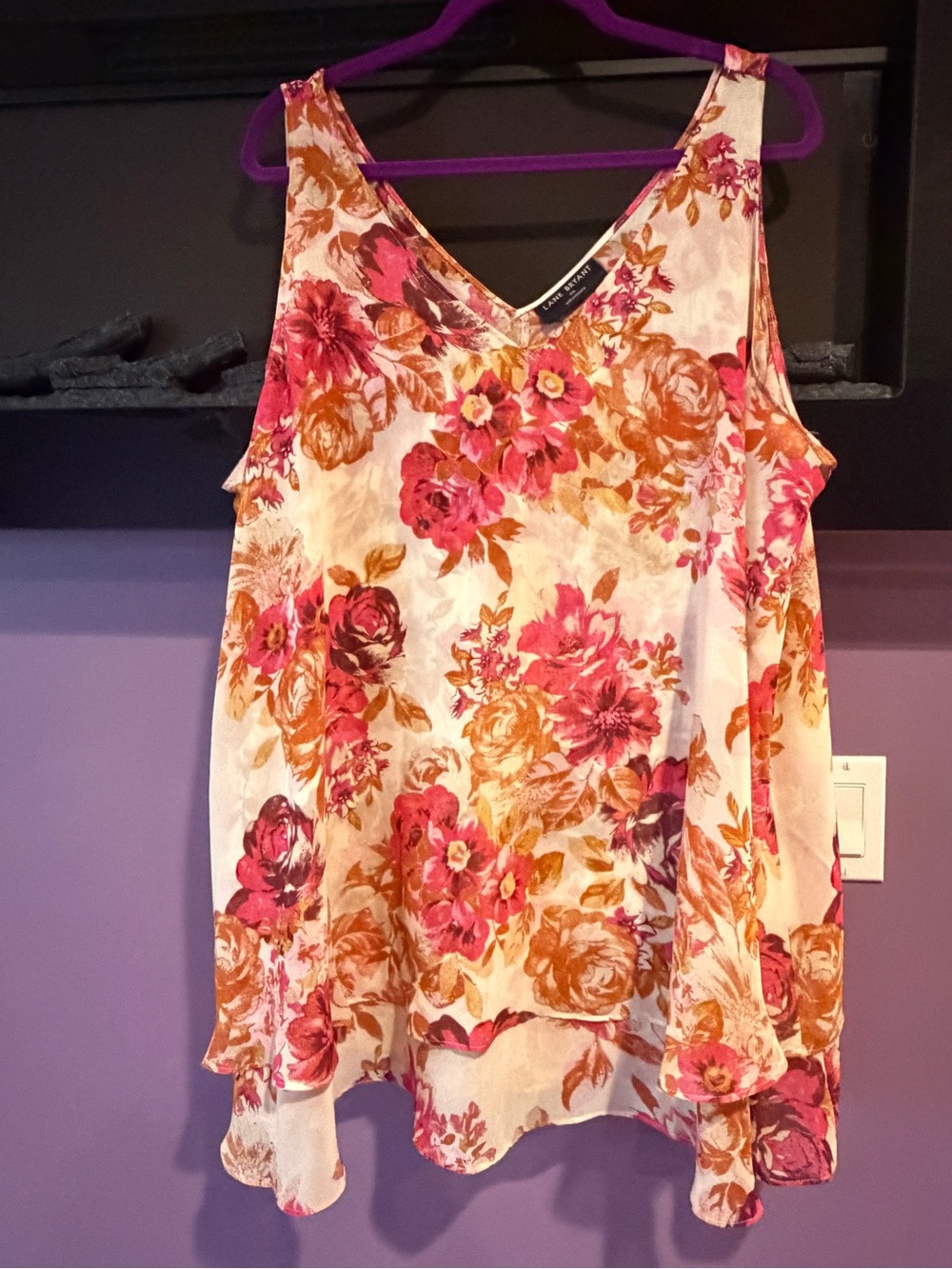 Lane Bryant Floral V-Neck Camisole in Pink and Orange